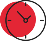 Red circle clipart clock ticking icon that represents MakLoc steel building construction completed on time
