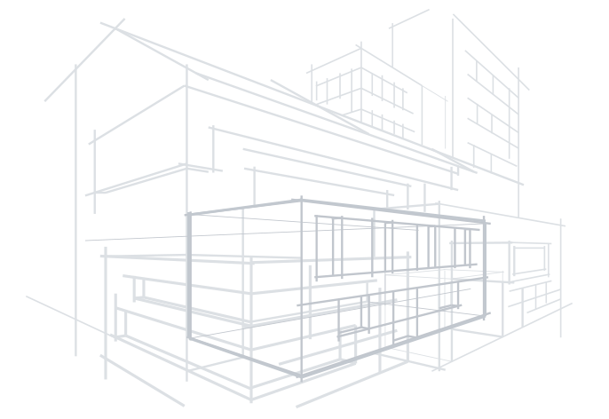 Pencil sketch drawing of building expansions added onto the side of a steel building