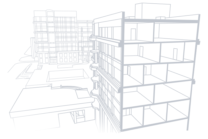 Pencil sketch diagram of general contracting services’ plans for a high-rise metal building