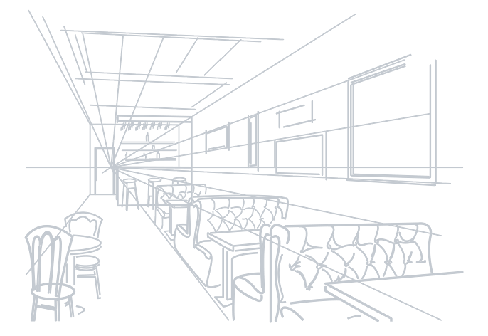Diagram of the inside of a restaurant’s building plans by tenant improvement contractors in Edmonton
