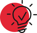 Red circle clipart of lightbulb that symbolizes MakLoc’s innovative approach to design build construction